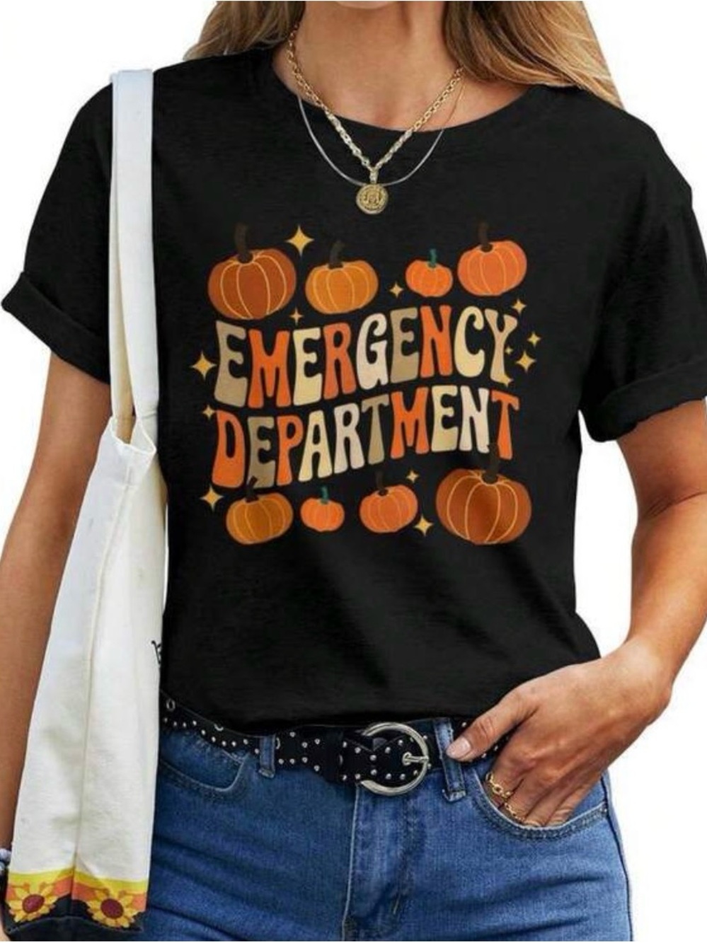 Black "Emergency Department" Pumpkin Graphic Tee